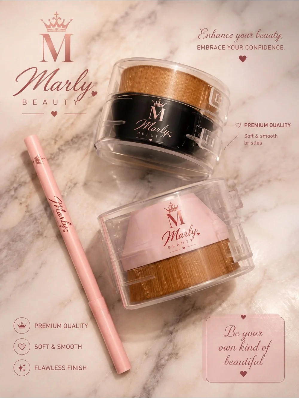 Mally Beauty Pink Brush Set with Black Case Accent